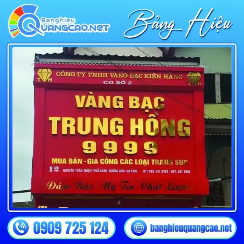 Logo hoặc hình ảnh mặt tiền của tiệm vàng Mi Hồng, thể hiện sự vững chắc, tin cậy